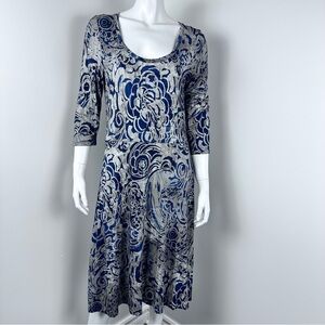 Peruvian Connection Dress Women’s M Floral Scoop neck medium midi‎ length